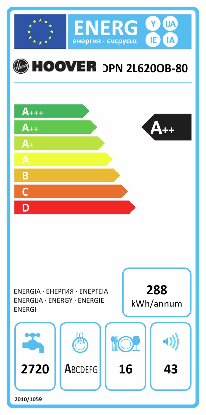 hoover axi hdpn2l620ob full size dishwasher