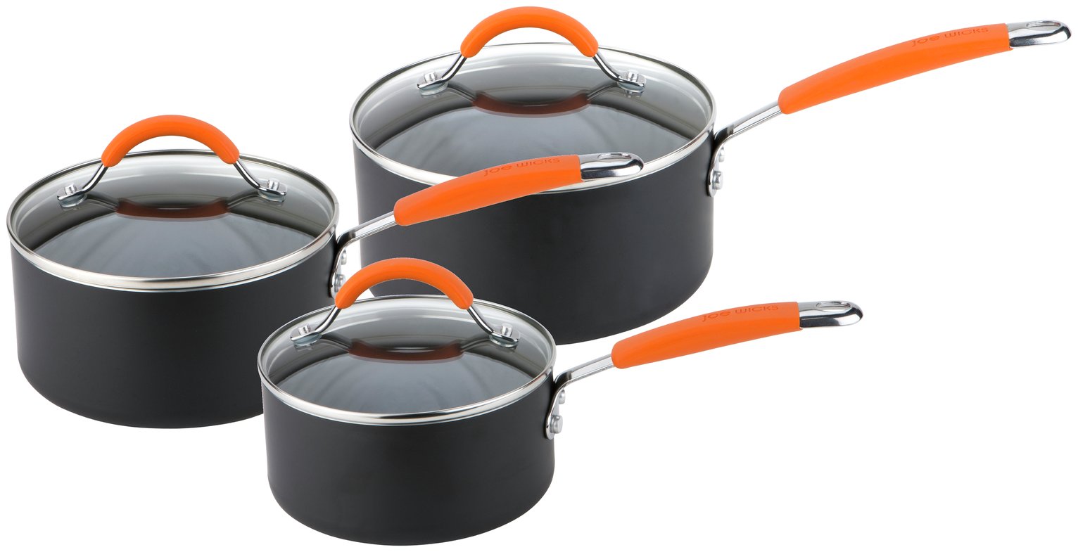 Joe Wicks Easy Release Aluminium 3 Piece Saucepan Set