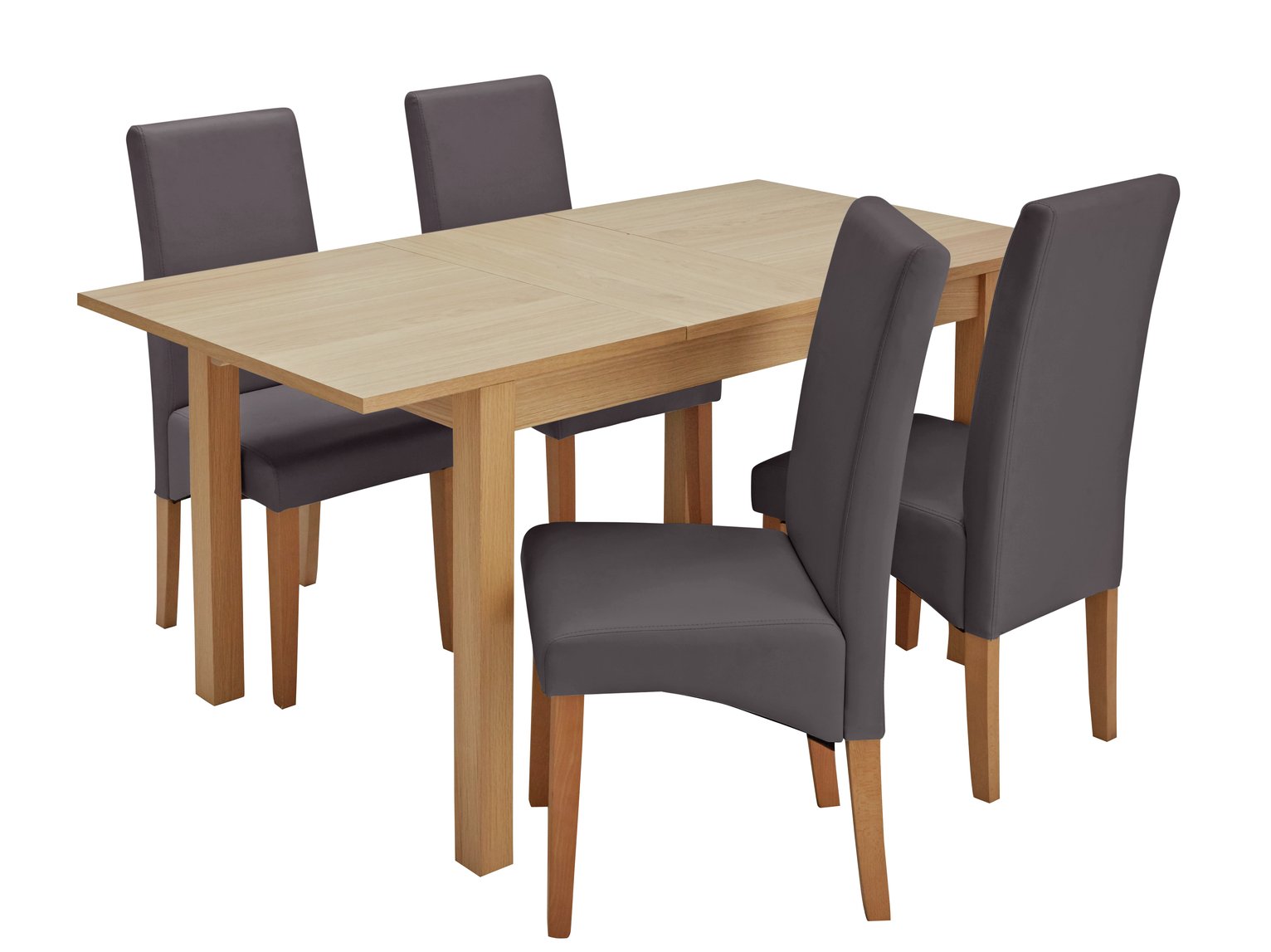 Argos Home Clifton Oak Extending Table & 4 Charcoal Chairs