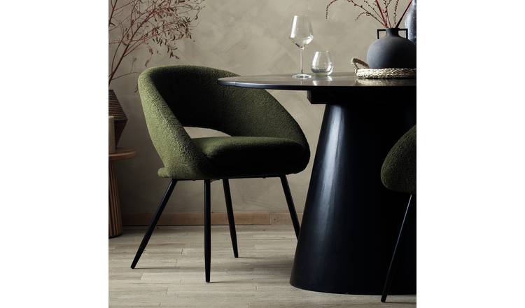 Habitat Hermione Pair of Wooden Boucle Chairs - Green