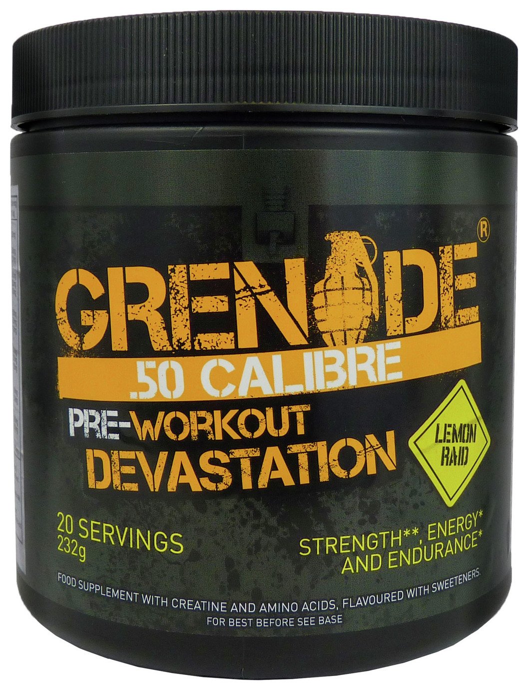 Grenade 50. Calibre Lemon Raid Pre Workout Boost Reviews