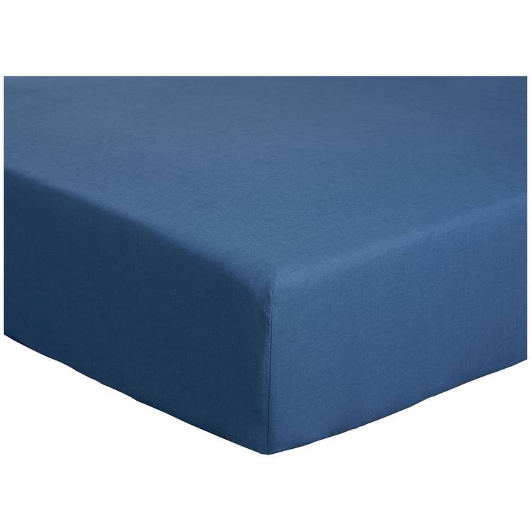 Habitat Easycare Plain Blue Fitted Sheet - Double 0