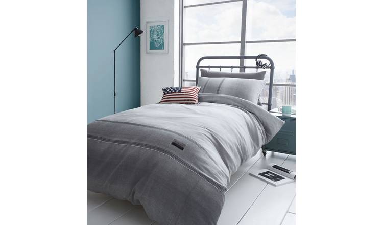 Buy Catherine Lansfield Denim Grey Bedding Set Single Duvet