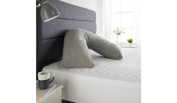 Buy Downland Fluffy Fleece V Shape Firm Pillow Grey Pillows