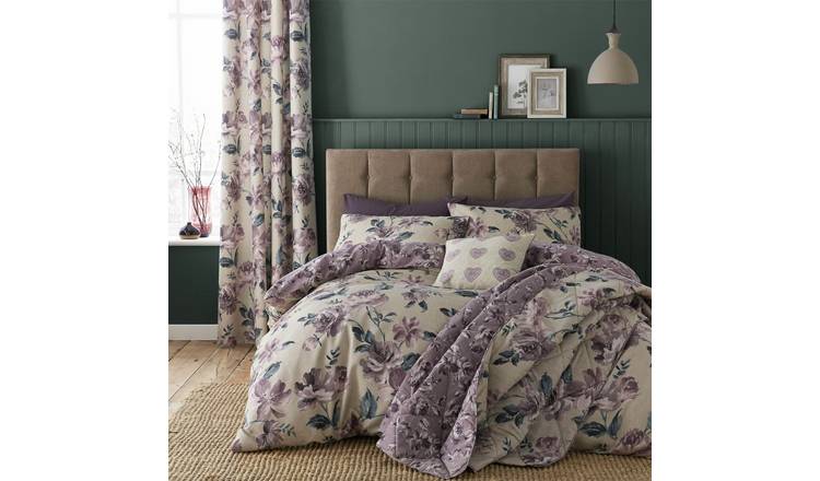 Buy Catherine Lansfield Painted Floral Plum Bedding Set King