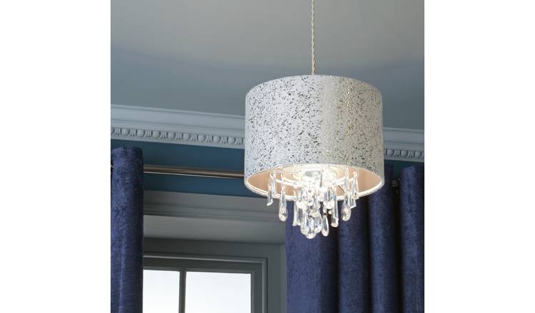 Buy Argos Home Fil Suede Beaded Silver Foil Shade Lamp