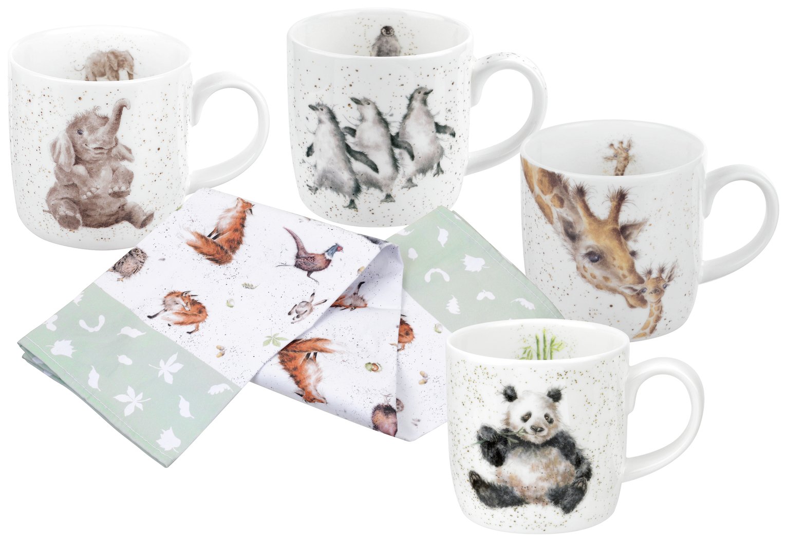 Royal Worcester Set of 4 Wrendale Zoo Mugs and Towel