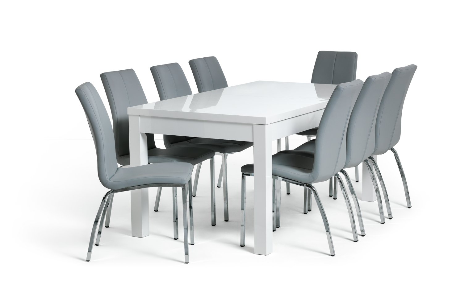 Argos Home Lyssa XL Gloss Extending Table & 8 Grey Chairs Review