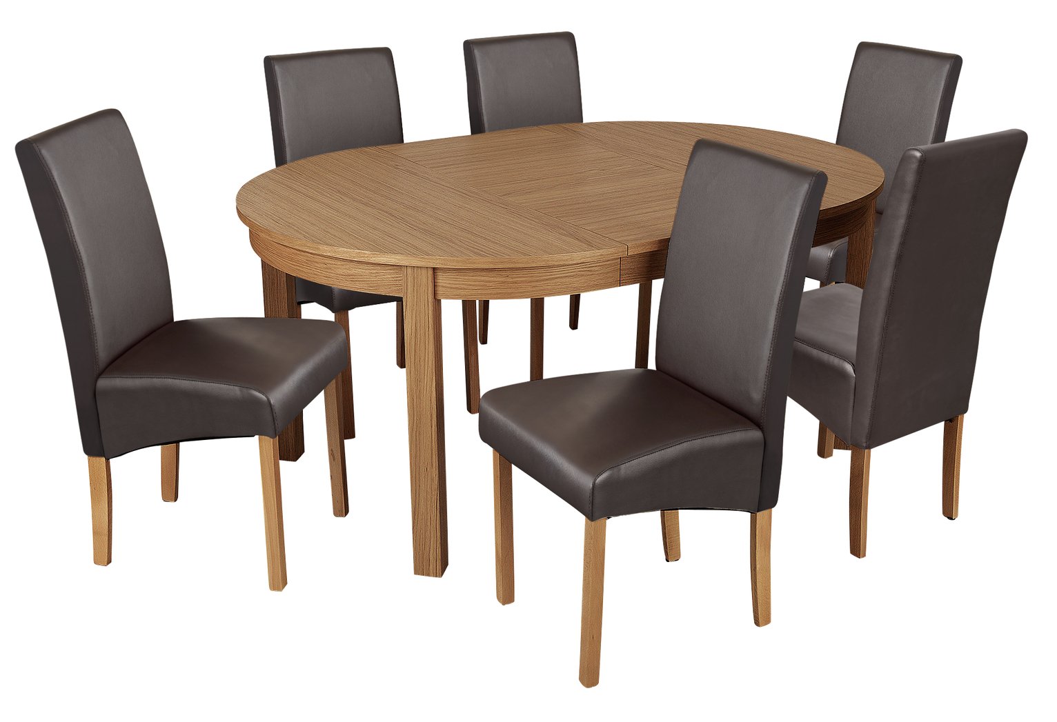 Argos Home Clifton Oak Extending Table & 6 Chocolate Chairs