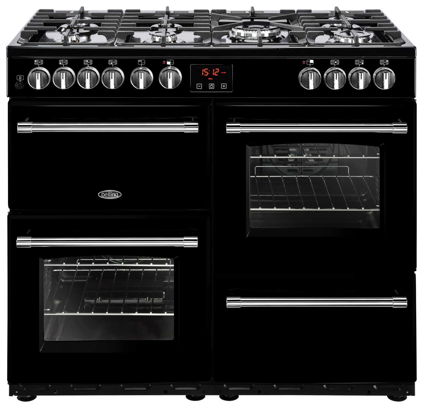 Belling Farmhouse 100DFT Dual Fuel Range Cooker - Black