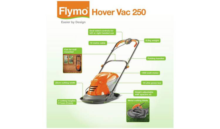 Buy Flymo Hover Vac 250 25cm Corded Hover Lawnmower 1400W