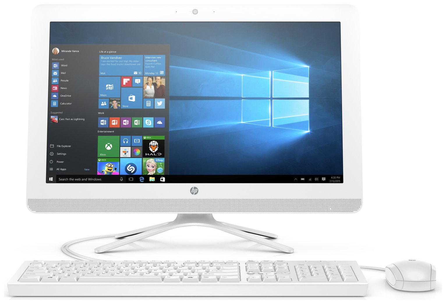 HP 19.5 Inch Celeron 4GB 1TB All-in-One Desktop PC - White