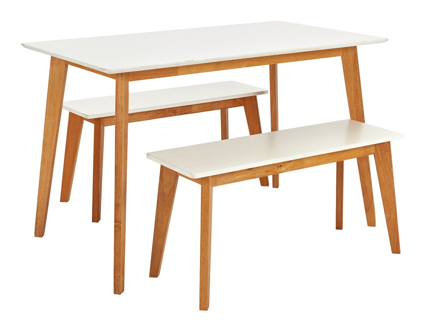 Argos Home Harlow Dining Table & 2 White Benches
