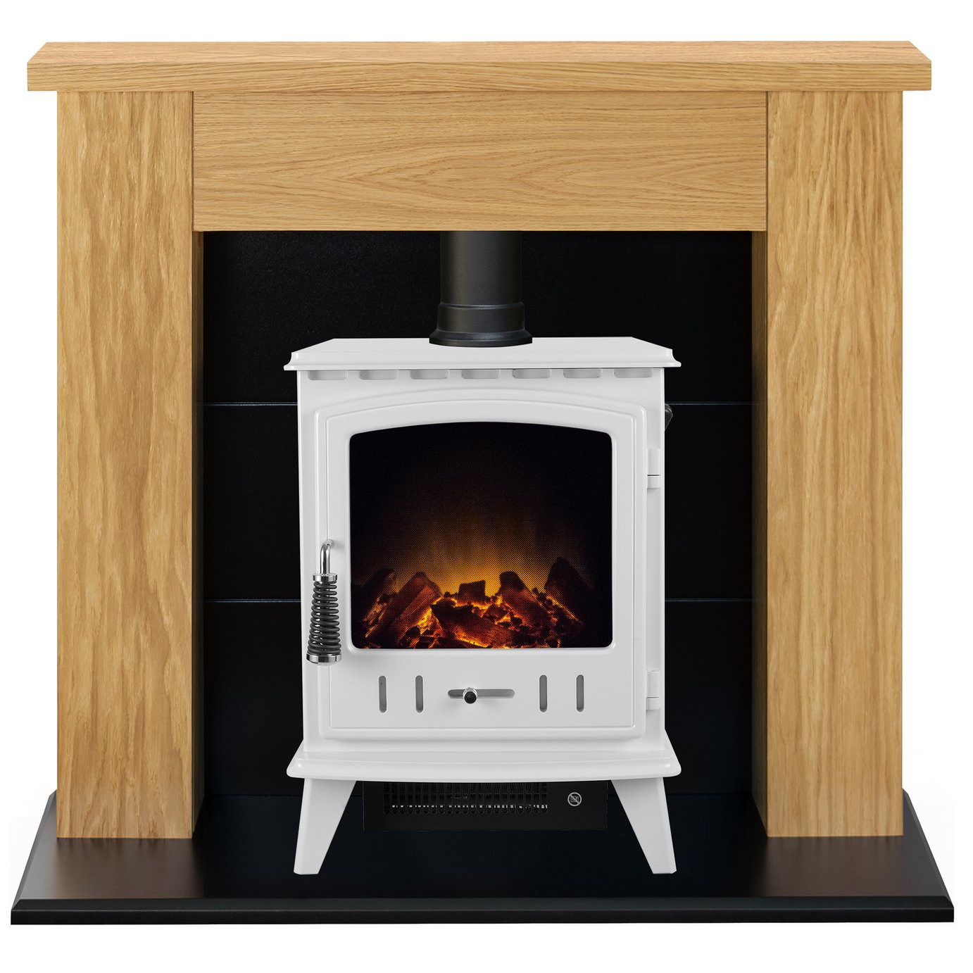 Adam Aviemore 2kW Electric Stove Fire Suite - Oak & Black