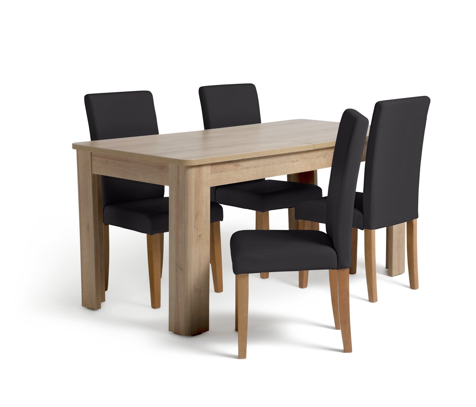 Argos Home Miami Curve Extending Table & 4 Black Chairs