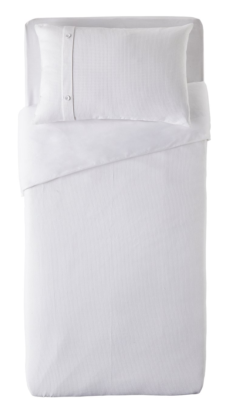 Argos Home White Waffle Cuff Bedding Set - Single