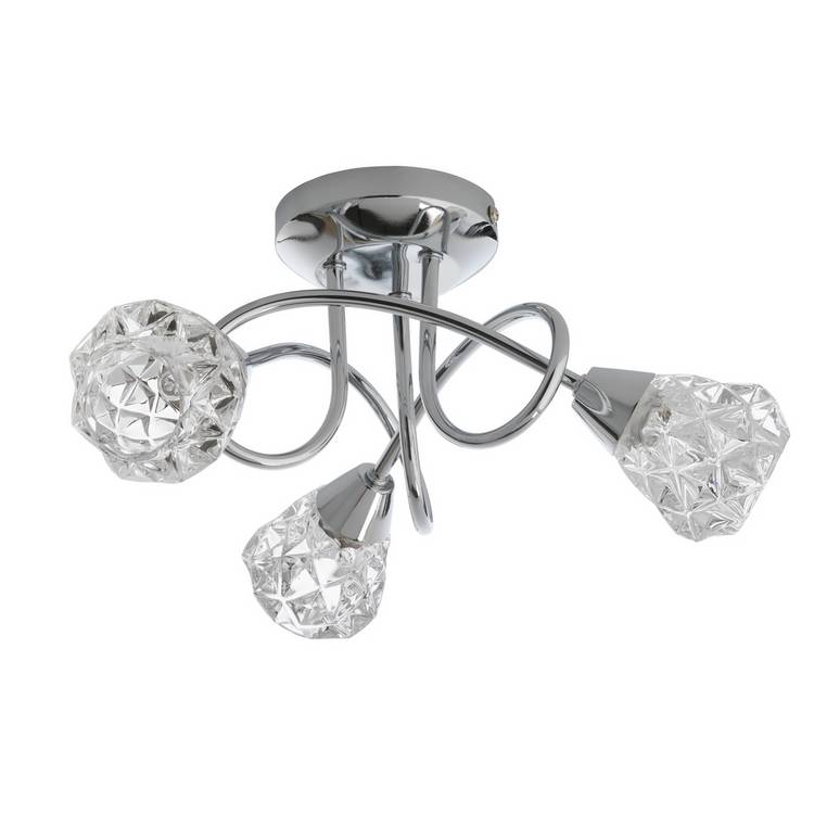 Argos Home Dico 3 Light Ceiling Light - Chrome & Glass 0