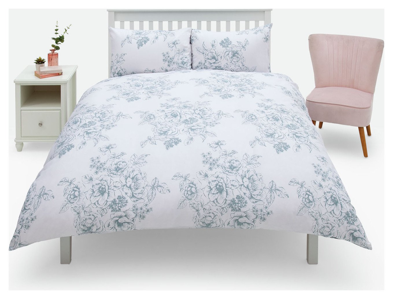 Argos Home Classic Floral Blue & White Bedding Set -Kingsize