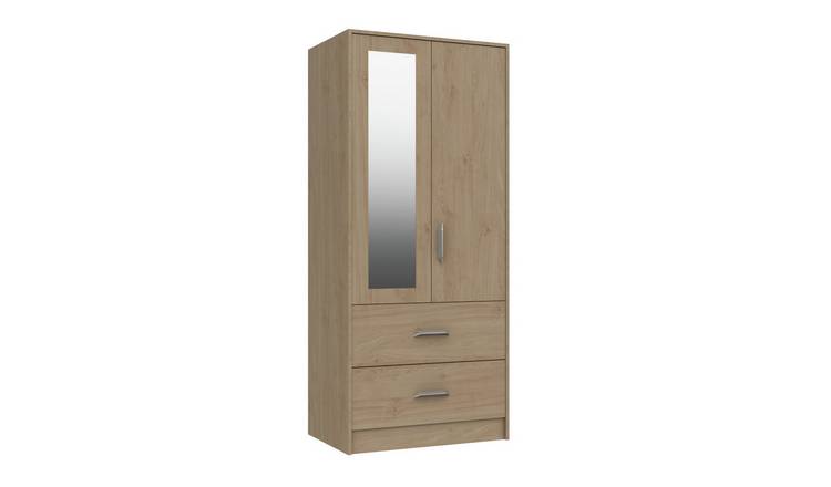 2 door mirrored wardrobe with deals drawers