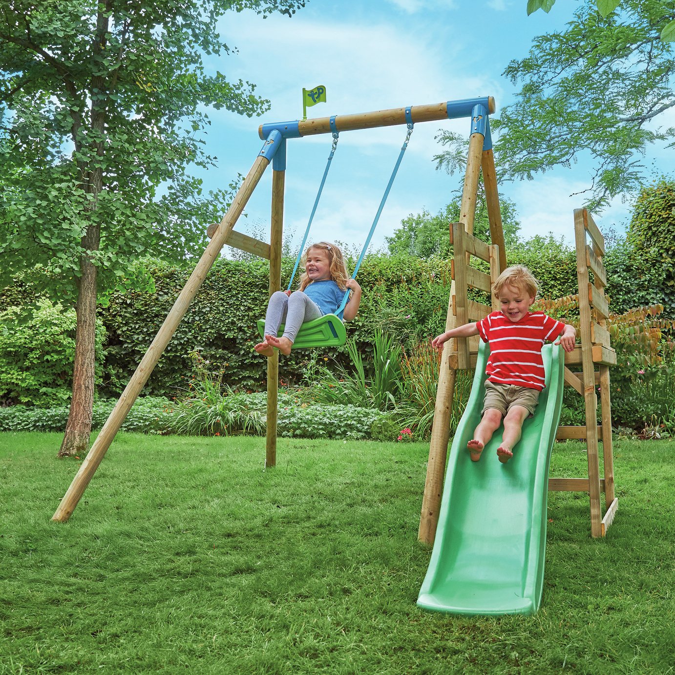 Argos wooden store swing and slide