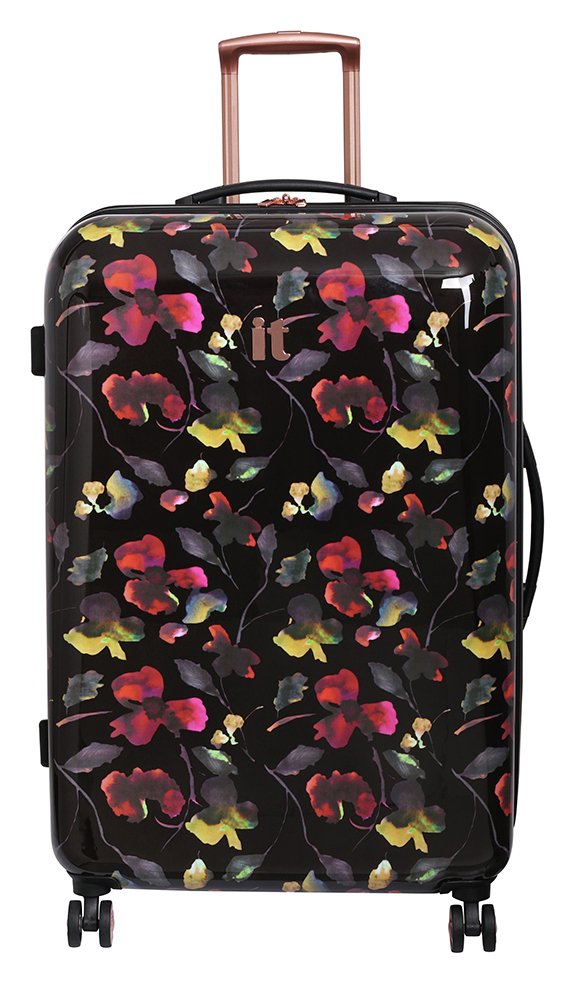 IT Luggage 8 Wheel Black Floral Print Large Suitcase review