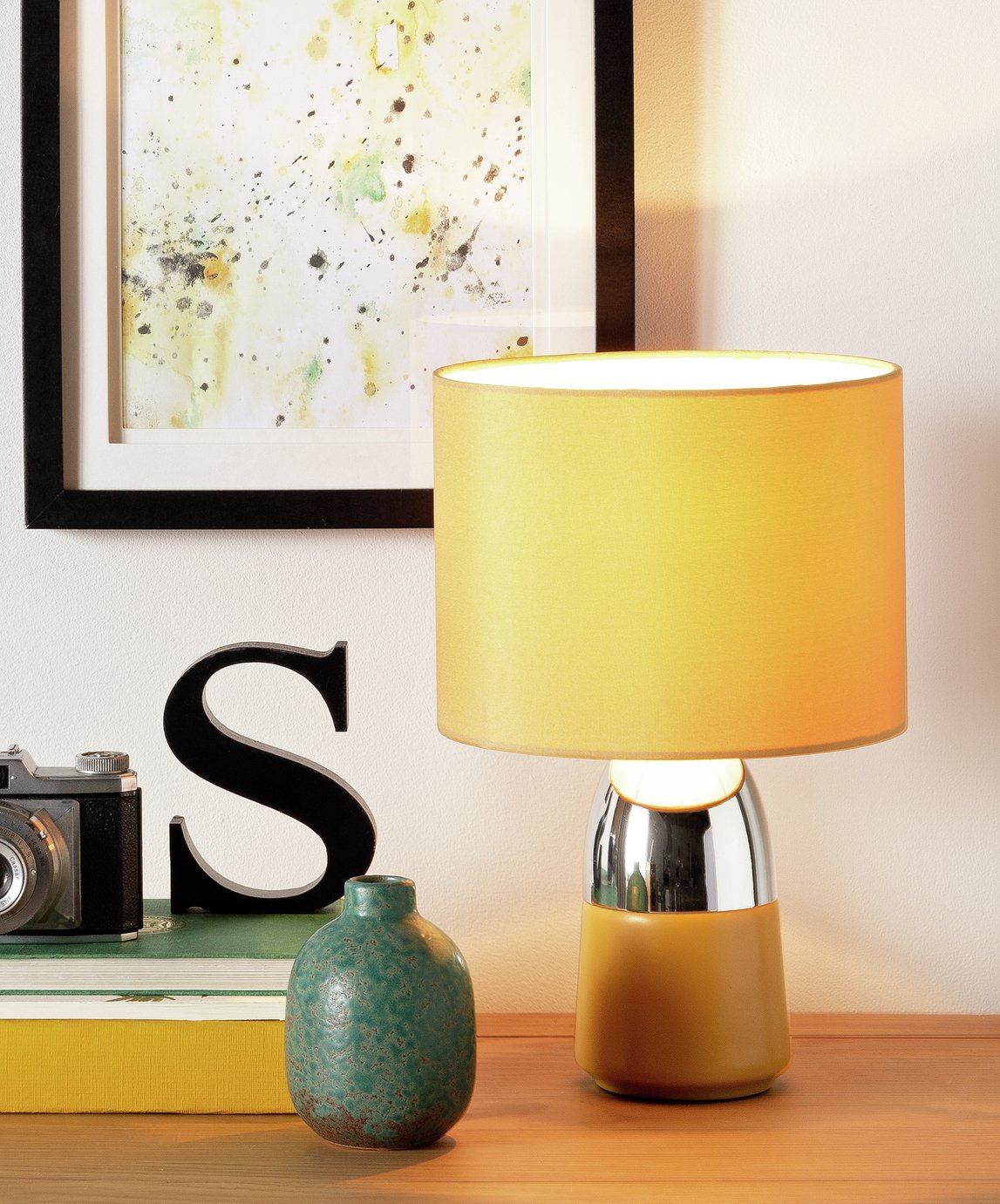 Argos Home Duno Mustard & Chrome Touch Table Lamp Review