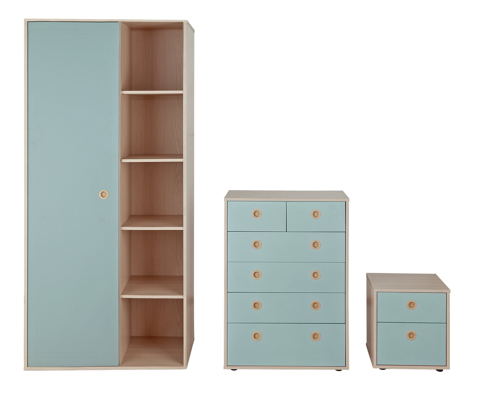 Argos Home Camden Blue & Acacia Shelf & 1 Door Wardrobe Pkg