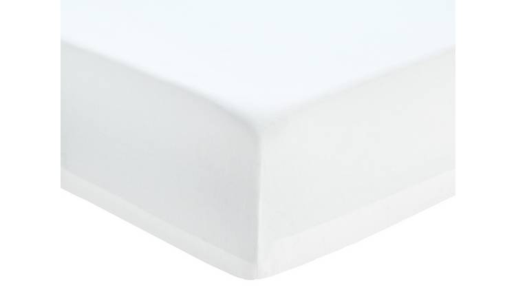 Habitat Cotton Rich 180 TC Plain White Fitted Sheet - King