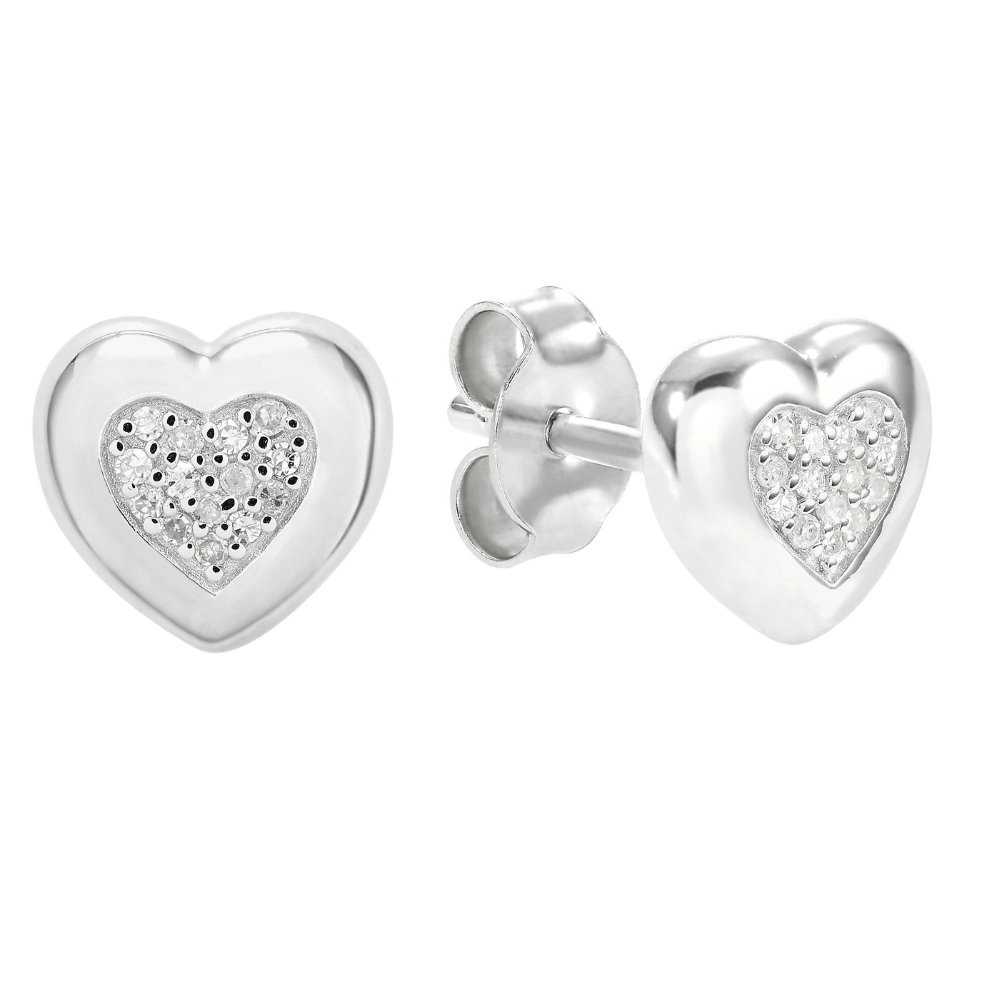 Revere Sterling Silver Diamond Heart Stud Earrings review