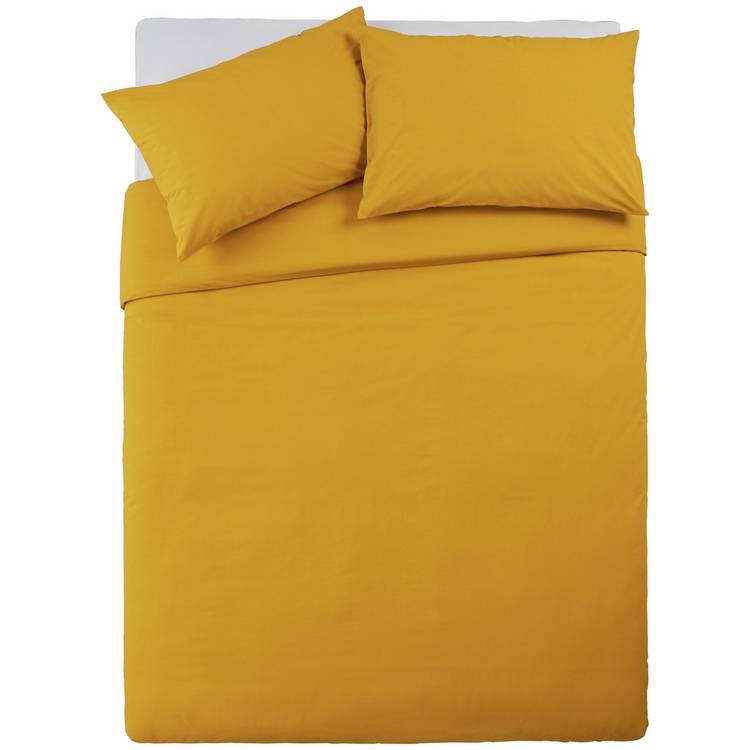 Habitat Cotton Rich 180 TC Plain Yellow Bedding Set - King 0