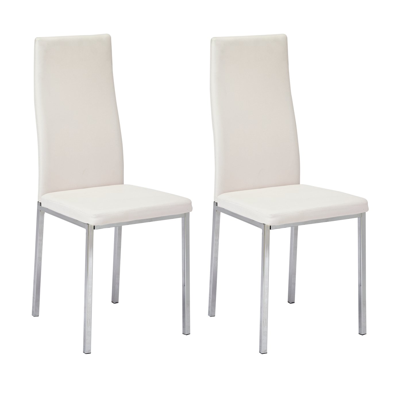 Argos Home Tia Pair of Chrome Dining Chairs - White