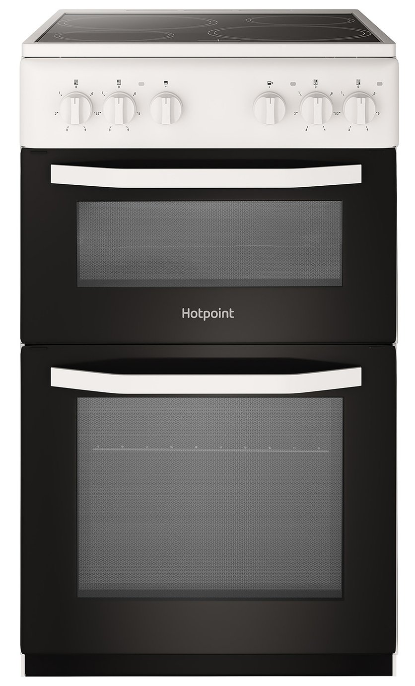 Hotpoint HD5V92KCW 50cm Twin Cavity Electric Cooker - White