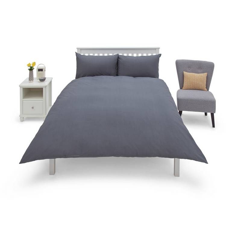 Habitat Cotton Rich 180 TC Plain Charcoal Bedding Set-Double 0