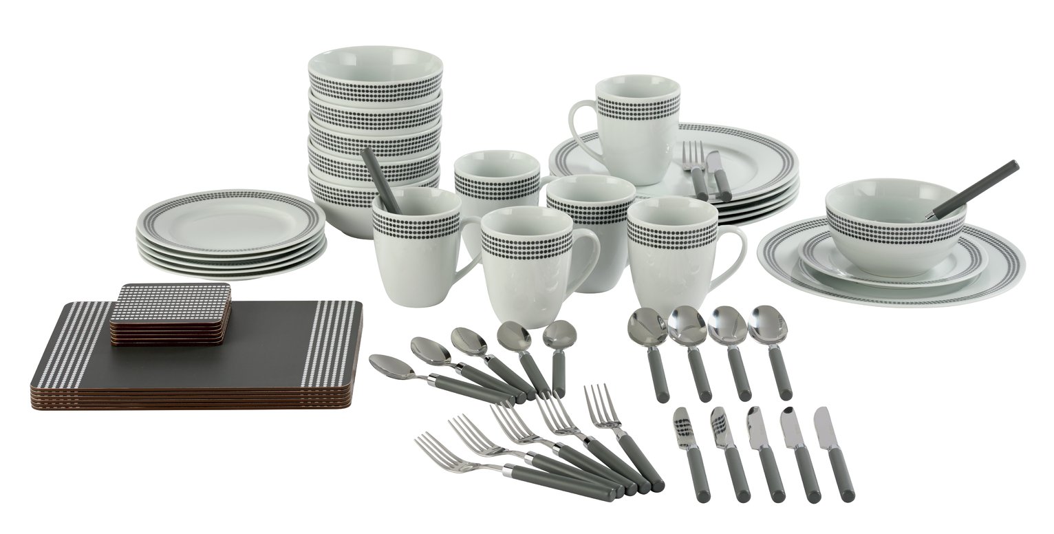 Argos Home 60 Piece Polka Dot Starter Dinner Set