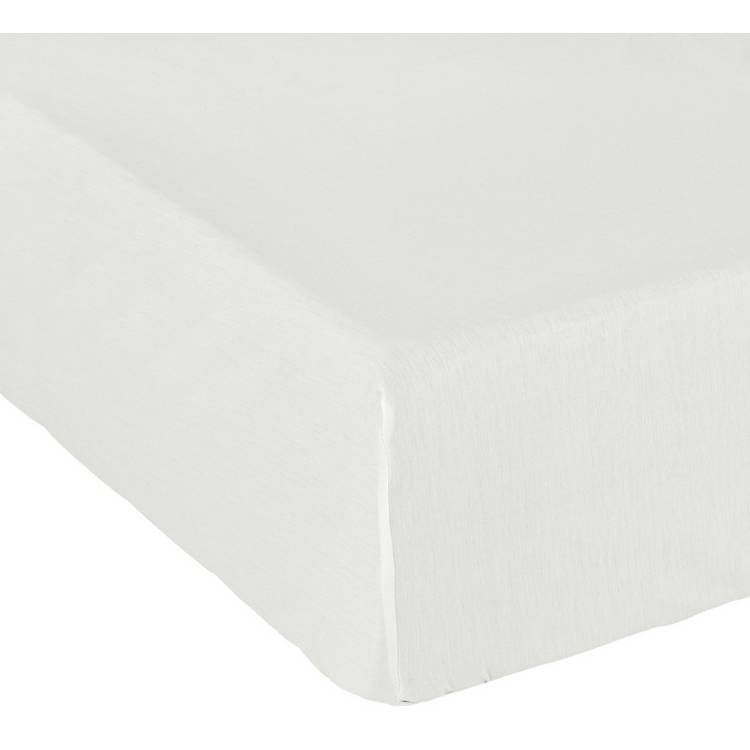 Habitat Cotton Rich 180 TC Plain Cream Fitted Sheet - King 0