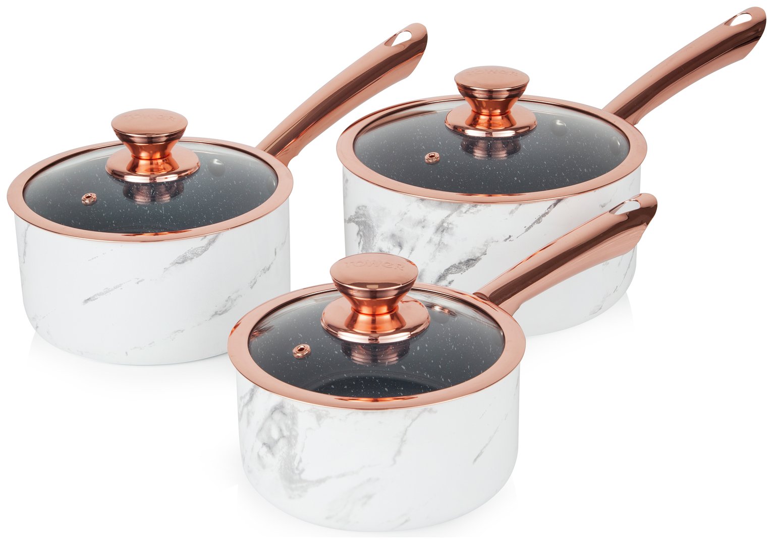 Tower Marble 3 Piece Pan Set - Rose Gold