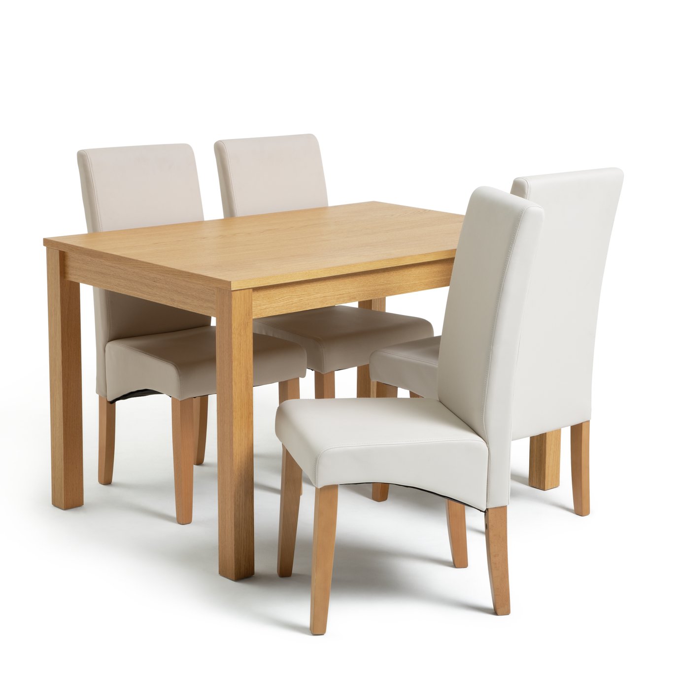 Habitat Clifton Oak Dining Table & 4 Cream Chairs