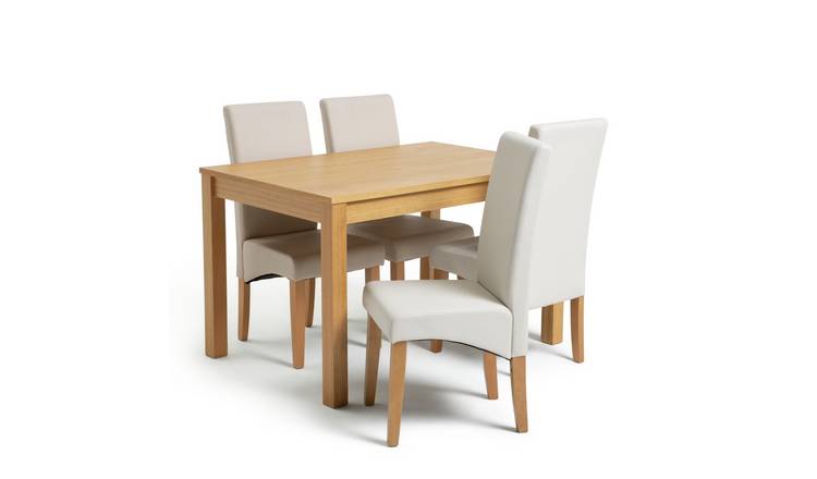 Buy Argos Home Clifton Oak Dining Table & 4 Cream Chairs | Dining table