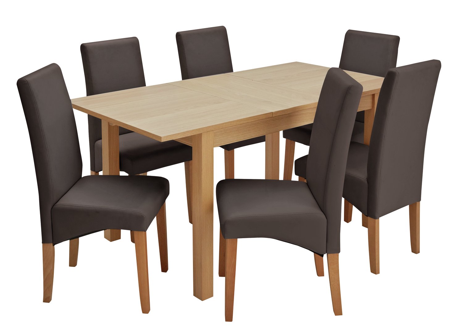 Argos Home Clifton Oak Extending Table & 6 Chocolate Chairs