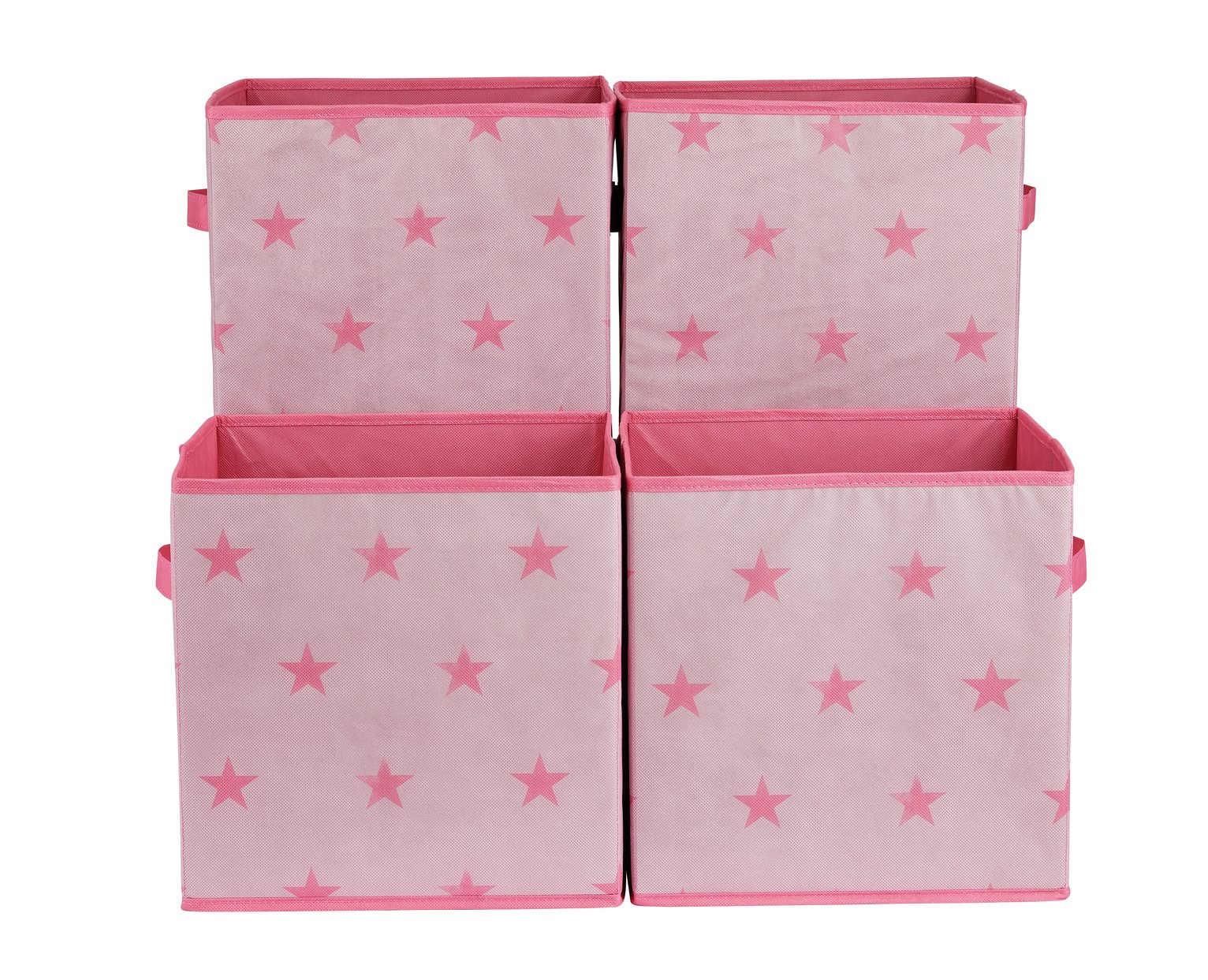 Argos Home Set of 4 Pink Star Canvas Boxes
