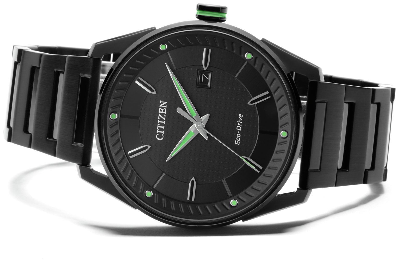 citizen eco drive black and green watch