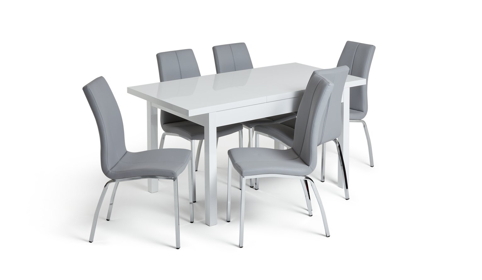 Argos Home Lyssa XL Gloss Extending Table & 6 Grey Chairs