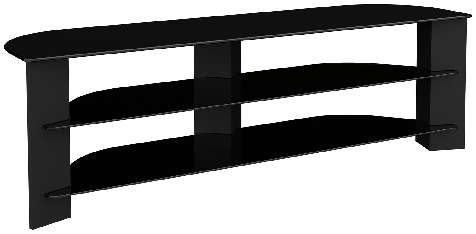 AVF Up to 75 Inch TV Stand - Black Glass and Wood Effect