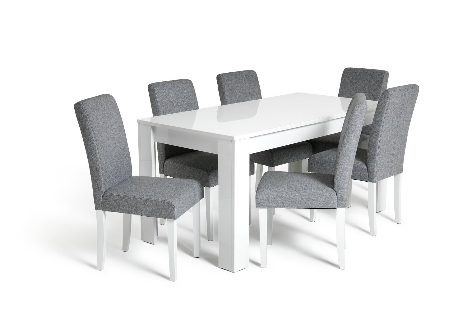 Argos Home Miami Wood Extending Dining Table & 6 Grey Chairs