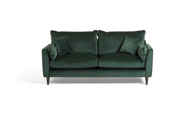 Buy Argos Home Hector 3 Seater Velvet Sofa - Green | Sofas ...