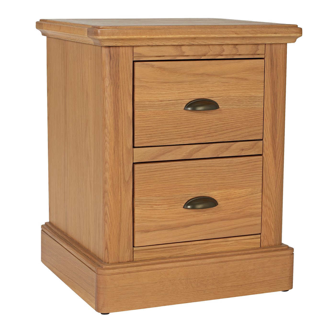 Argos Home Oakham 2 Drawer Bedside Table - Oak & Oak Veneer