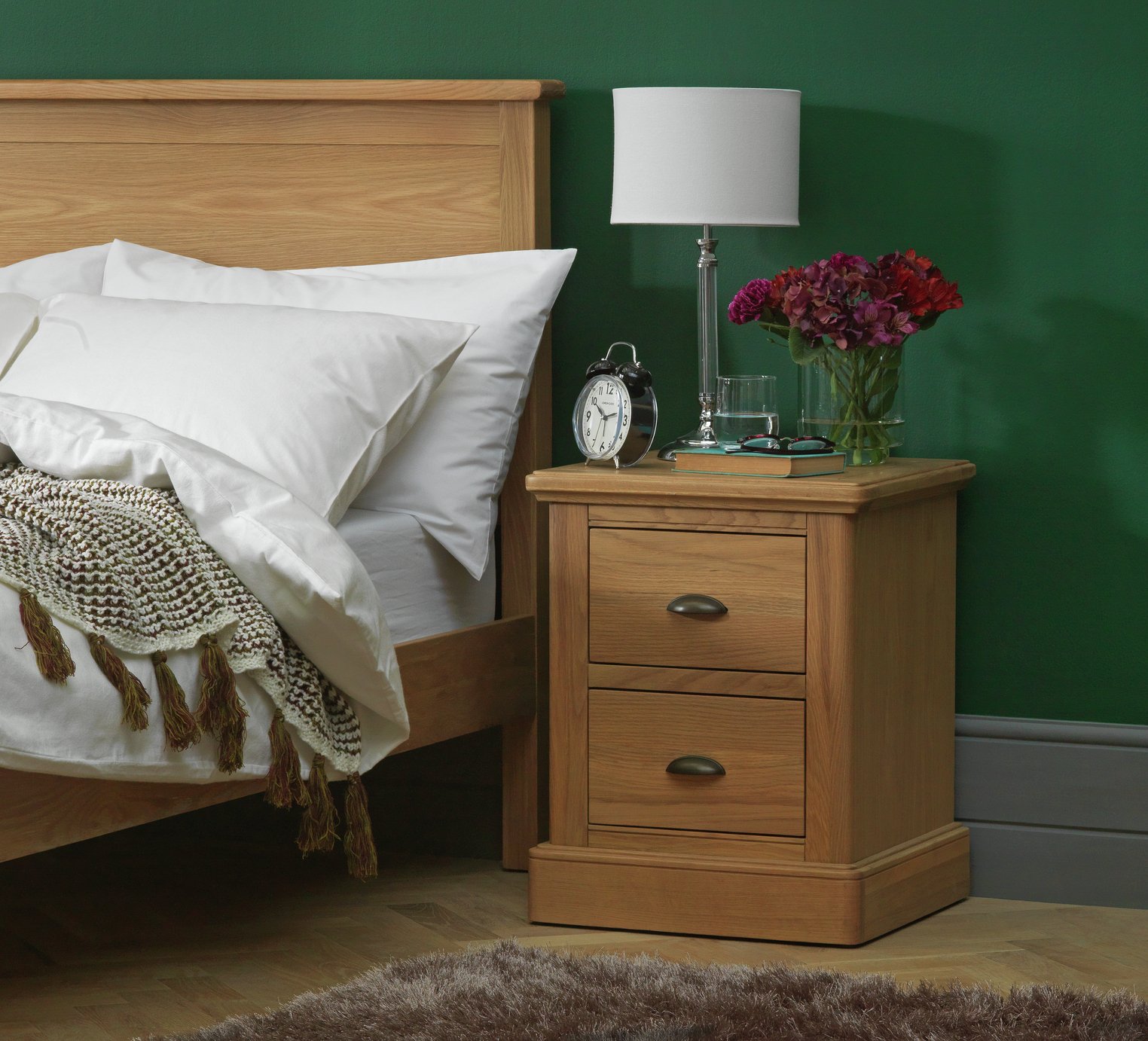 Argos Home Oakham Oak & Veneer 2 Drawer Bedside Chest Reviews