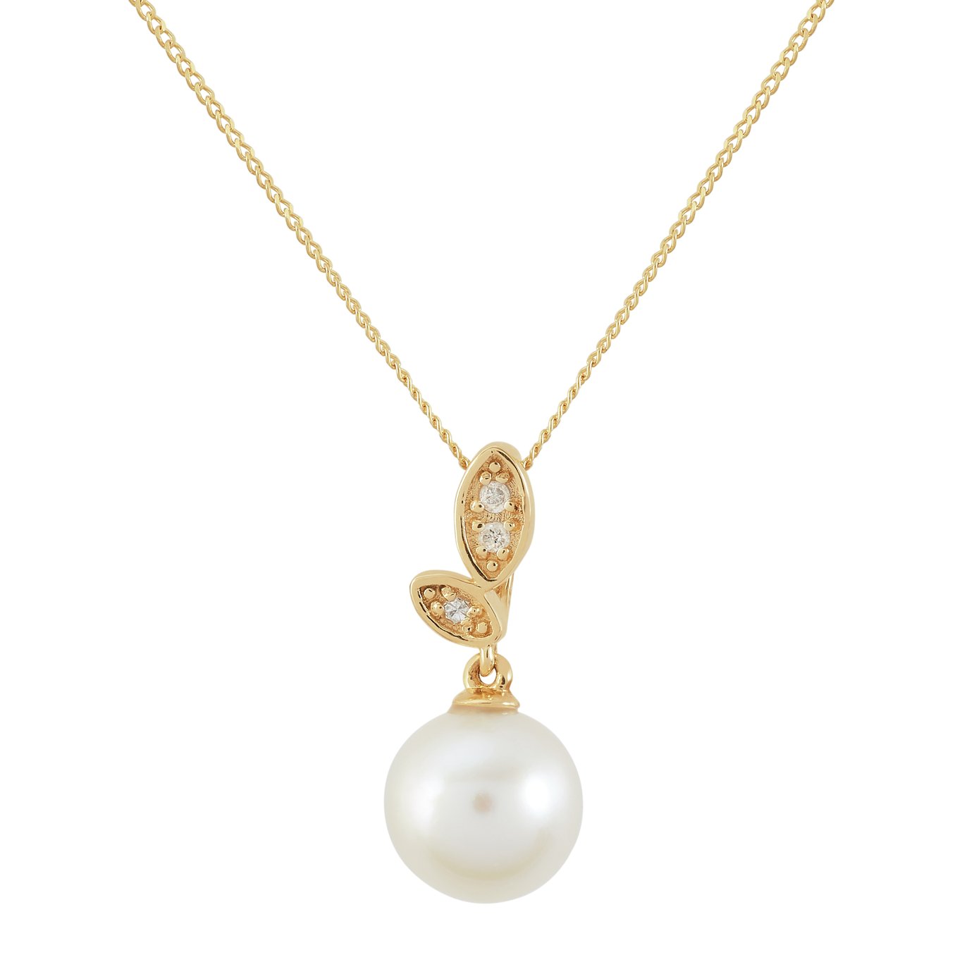 Revere 9ct Gold Freshwater Pearl Pendant 18 Inch Necklace