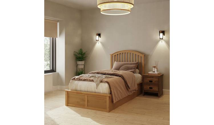 Oak single deals bed with storage