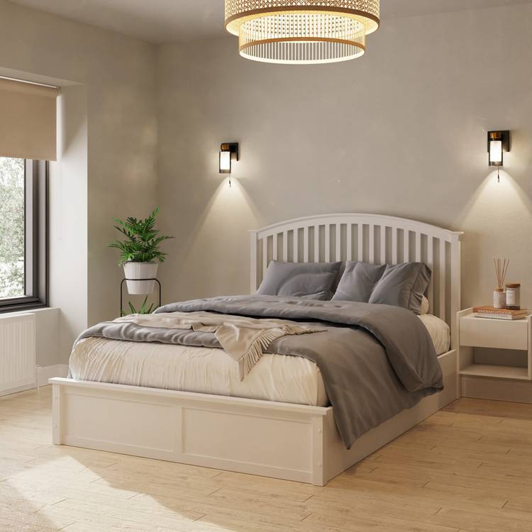 GFW Madrid Ottoman Kingsize Wooden Bed Frame - White 0